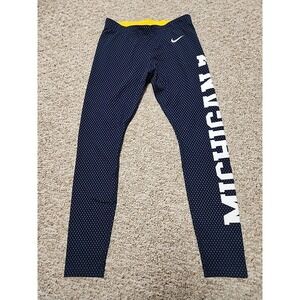 Nike Dri Fit Medium Michigan Spellout Leggings Polka Dot Blue Women's 28x28